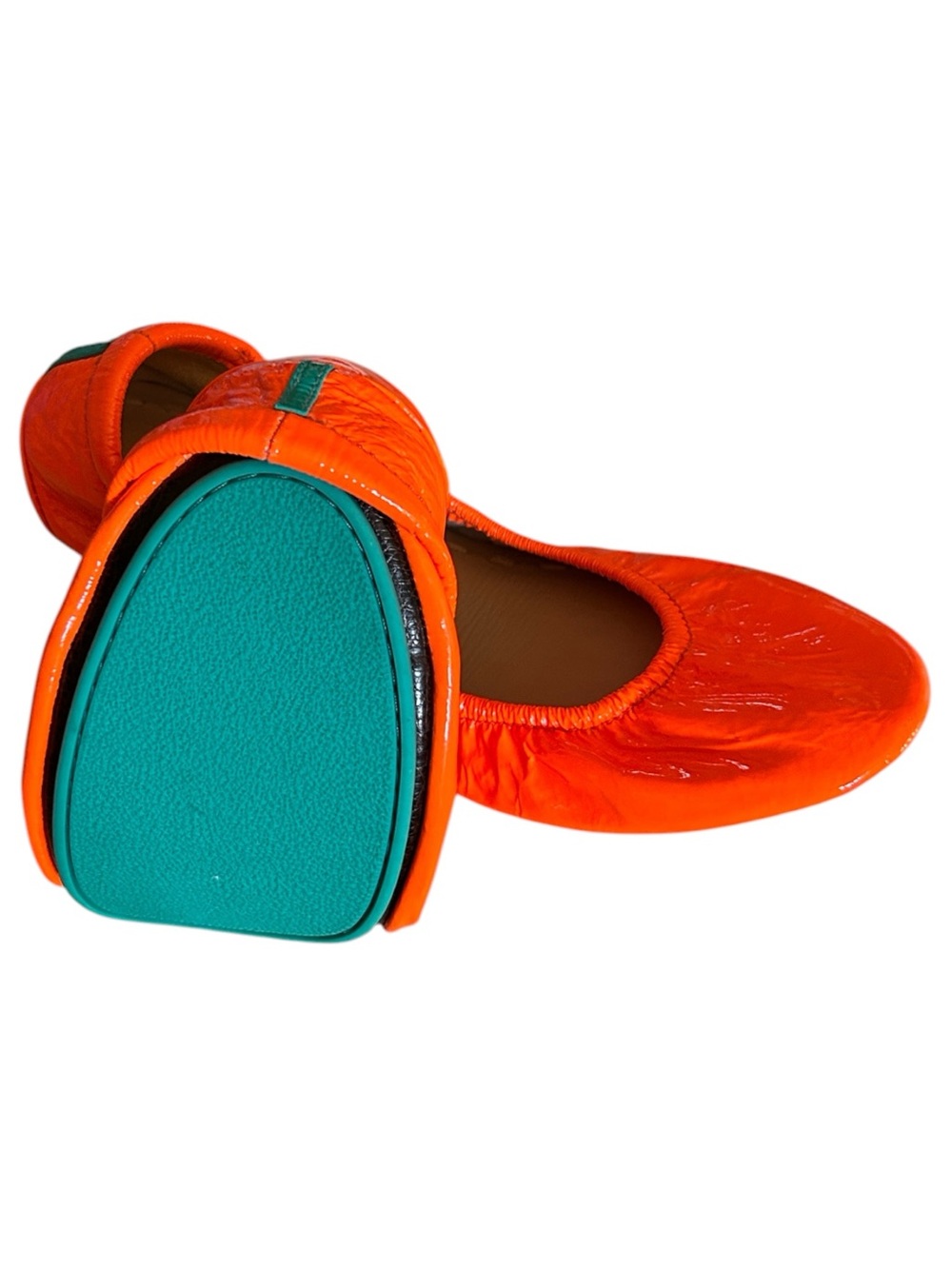 Tieks By Gavrieli Outrageous Orange Patent Leather Ballet Flats Shoes Size 7 - Picture 3 of 9